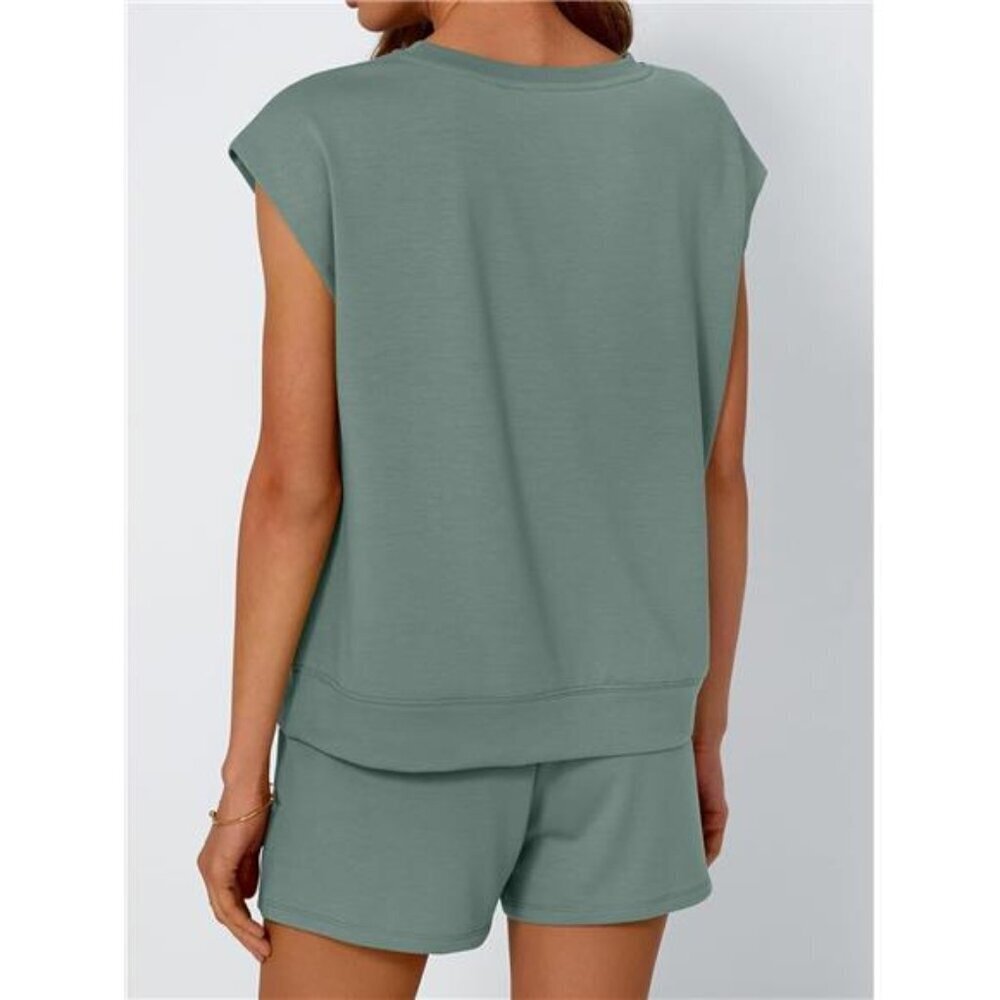 Round Neck Cap Sleeve Top and Shorts Set - Picture 10 of 16
